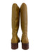 Frye Shoe Size 9.5 Banana Yellow Leather Round Toe Stacked Heel Boots Banana Yellow / 9.5