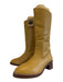 Frye Shoe Size 9.5 Banana Yellow Leather Round Toe Stacked Heel Boots Banana Yellow / 9.5