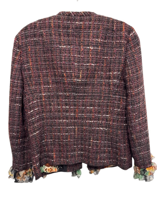 Dolce & Gabbana Size 42 Red, Orange, Black Silk Lining Long Sleeve Tweed Jacket Red, Orange, Black / 42