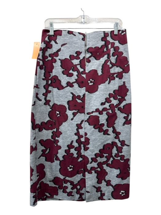 Zara Size M Grey & Red Cotton Back Zip Skirt Grey & Red / M