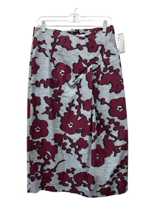 Zara Size M Grey & Red Cotton Back Zip Skirt Grey & Red / M