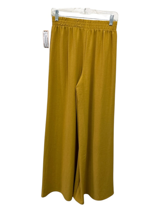 Zara Size S Mustard Yellow Polyester Elastic Waist Wide Leg Pants Mustard Yellow / S