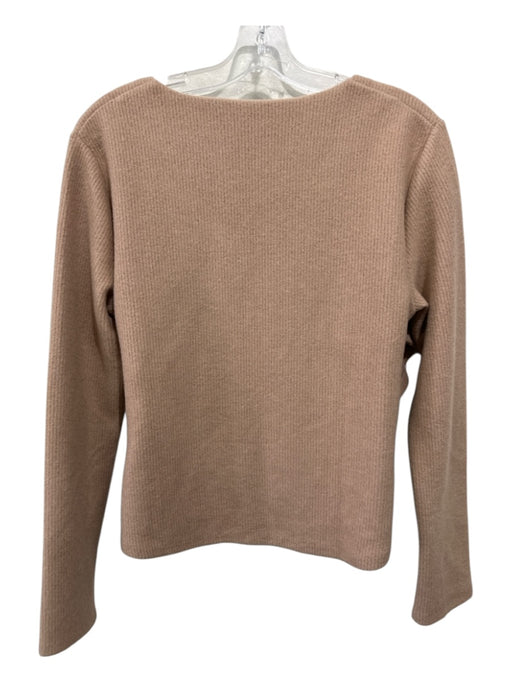 Zara Size L Tan Polyester & Viscose Surplice Ribbed Sweater Tan / L