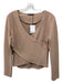 Zara Size L Tan Polyester & Viscose Surplice Ribbed Sweater Tan / L