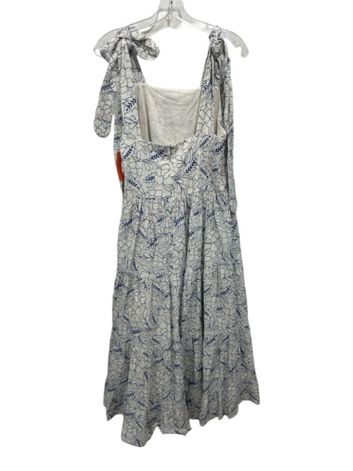 Mille Resort & Travel Size XL Cream & Blue Cotton Sleeveless Floral Tiered Dress Cream & Blue / XL