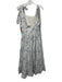 Mille Resort & Travel Size XL Cream & Blue Cotton Sleeveless Floral Tiered Dress Cream & Blue / XL