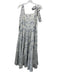 Mille Resort & Travel Size XL Cream & Blue Cotton Sleeveless Floral Tiered Dress Cream & Blue / XL
