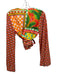 Farm Rio Size M Orange, pink & green Cotton Long Flare Sleeve Pattern Block Top Orange, pink & green / M