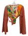 Farm Rio Size M Orange, pink & green Cotton Long Flare Sleeve Pattern Block Top Orange, pink & green / M