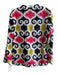 Tory Burch Size 8 Black, White, Pink & Chartreuse Cotton round split neck Top Black, White, Pink & Chartreuse / 8