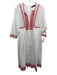 Weekend Max Mara Size M White & Red Cotton Embroidered Long Sleeve V Neck Dress White & Red / M