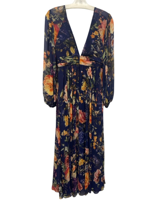 BHLDN Size 4 Blue, Orange & Green No Fabric Tag Long Sleeve Floral Maxi Dress Blue, Orange & Green / 4