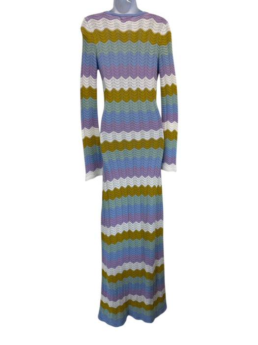 Capittana Size Medium Lavender, white & multi Acrylic Knit Long Sleeve Dress Lavender, white & multi / Medium