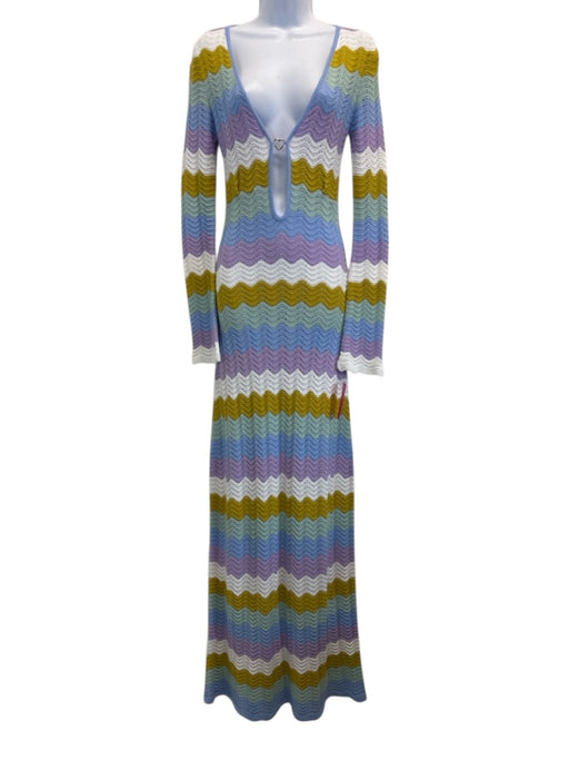 Capittana Size Medium Lavender, white & multi Acrylic Knit Long Sleeve Dress Lavender, white & multi / Medium