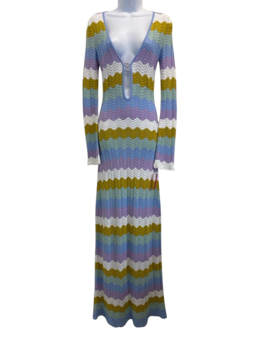 Capittana Size Medium Lavender, white & multi Acrylic Knit Long Sleeve Dress Lavender, white & multi / Medium