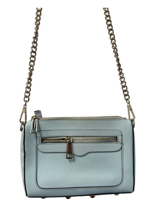 Rebecca Minkoff Baby Blue Canvas Leather Gold Chain Long Strap Incl. Purse Baby Blue / Small