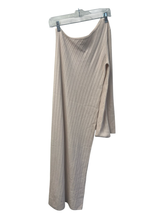 Weekend Stories Size L Off White Wool Blend Long Sleeve Midi High Slit Dress Off White / L