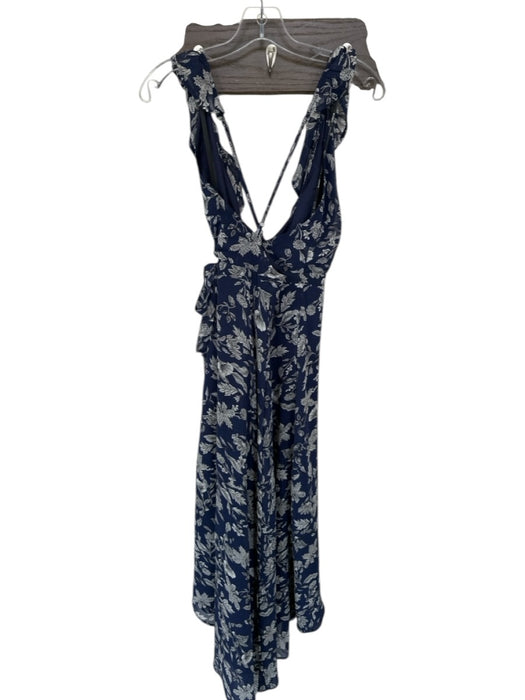 BB Dakota Size 0 Navy & white Polyester Spaghetti Strap Botanical Ruffles Dress Navy & white / 0