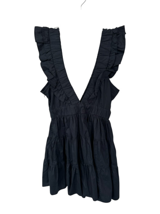 Abercrombie & Fitch Size XS Black Cotton Flutter Sleeves V Neck Side Zip Dress Black / XS
