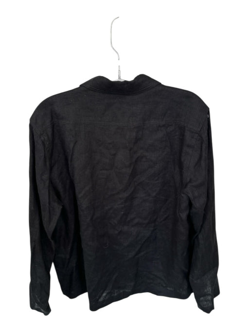Miou Muse Size S Black Linen Long Sleeve 3 button Front Pocket Jacket Black / S