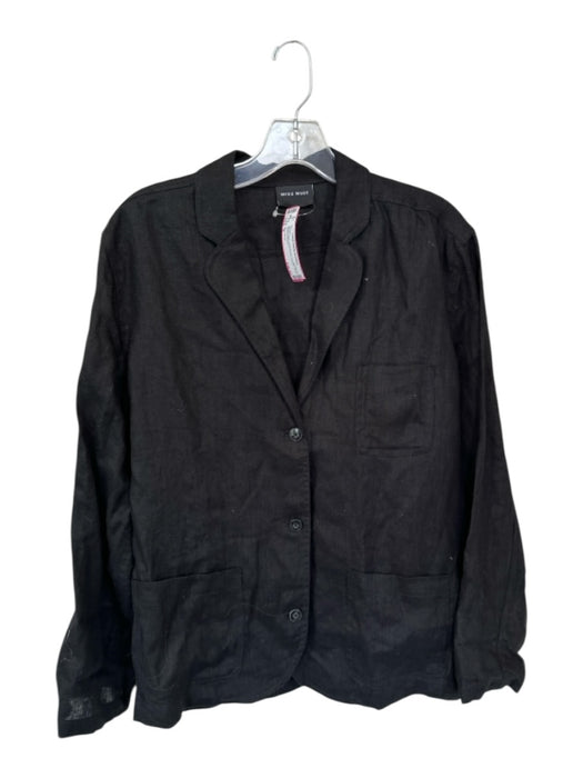 Miou Muse Size S Black Linen Long Sleeve 3 button Front Pocket Jacket Black / S