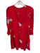 Free People Size XS Red & Blue Rayon Long Sleeve Flowers Buttons Dress Red & Blue / XS