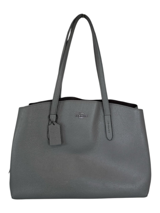Coach Gray Leather Top Handles Center Pocket Tote Bag Gray / L