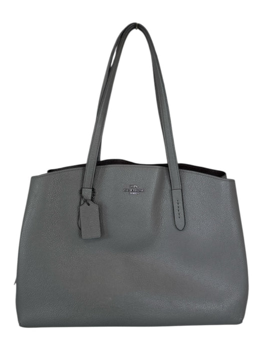 Coach Gray Leather Top Handles Center Pocket Tote Bag Gray / L