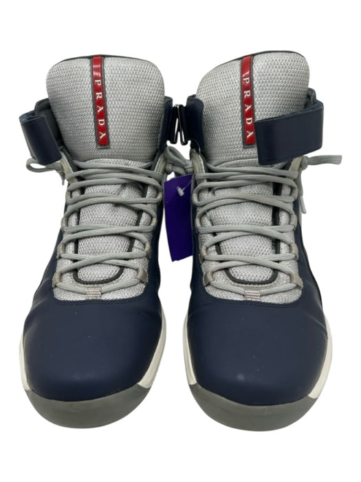 Prada Shoe Size 10.5 Navy & Gray Synthetic High Top Men's Shoes Navy & Gray / 10.5
