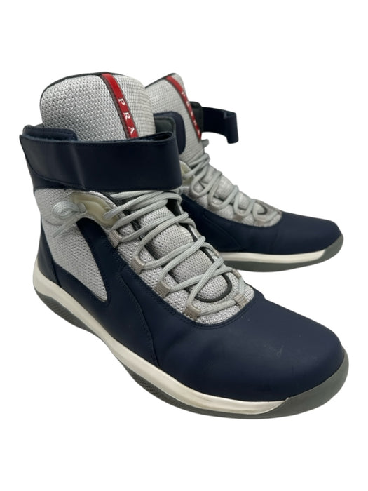 Prada Shoe Size 10.5 Navy & Gray Synthetic High Top Men's Shoes Navy & Gray / 10.5
