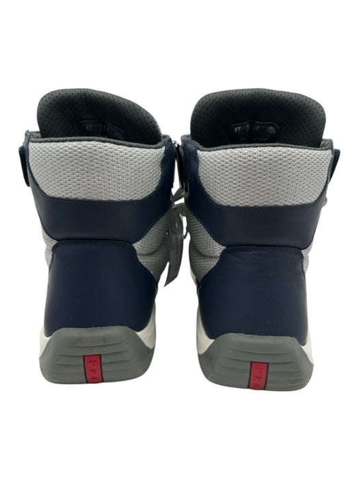 Prada Shoe Size 10.5 Navy & Gray Synthetic High Top Men's Shoes Navy & Gray / 10.5
