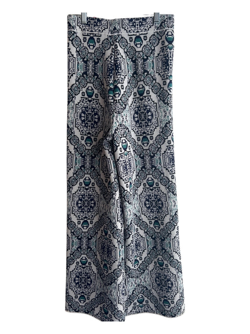 Free People Size XS Grey & Blue Polyester Woven Print Wide Leg High Waist Pants Grey & Blue / XS