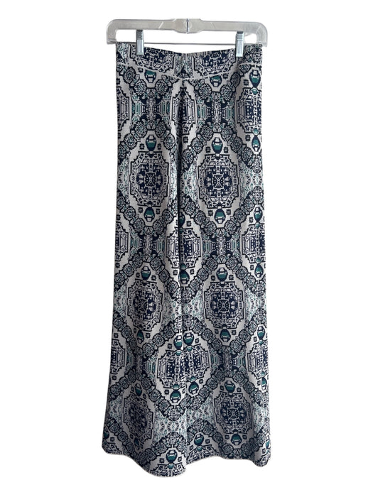 Free People Size XS Grey & Blue Polyester Woven Print Wide Leg High Waist Pants Grey & Blue / XS