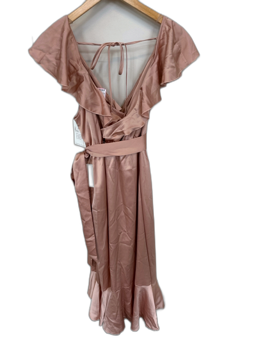 Show Me Your Mumu Size 1X nude Polyester Flutter Sleeves Back Tie Ruffles Gown nude / 1X