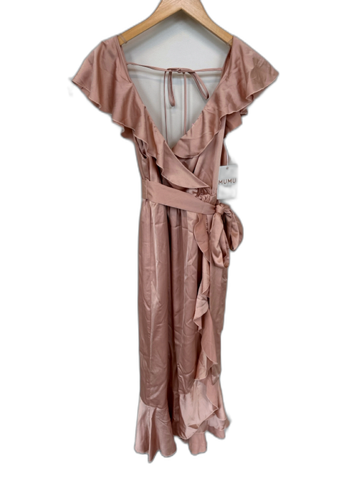 Show Me Your Mumu Size 1X nude Polyester Flutter Sleeves Back Tie Ruffles Gown nude / 1X