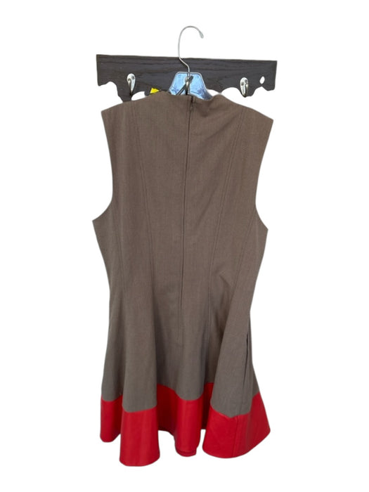 By Anthropologie Size XL Brown & Red Polyester Blend Sleeveless Chevron Dress Brown & Red / XL
