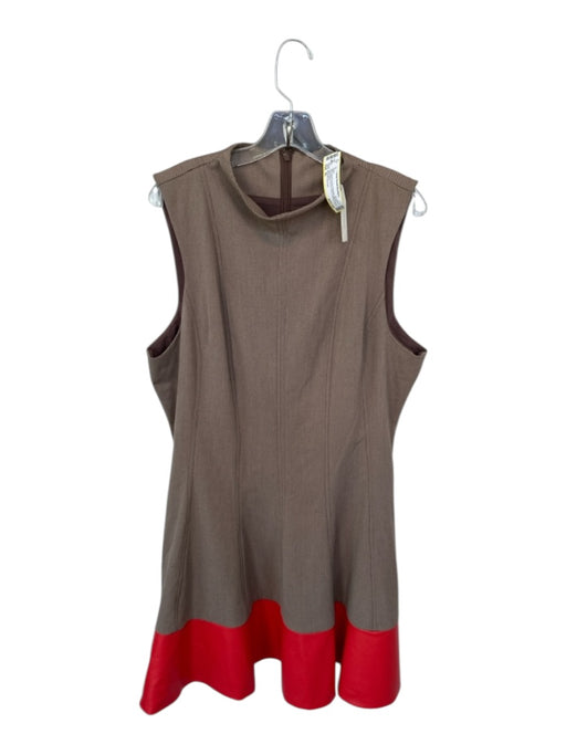 By Anthropologie Size XL Brown & Red Polyester Blend Sleeveless Chevron Dress Brown & Red / XL