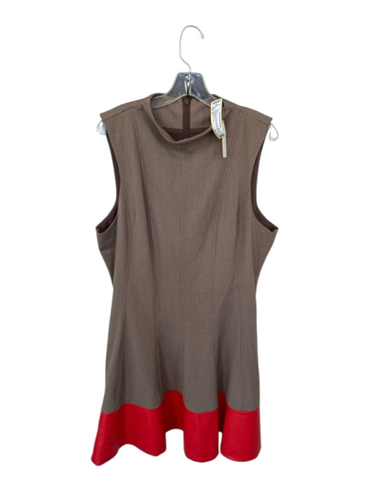 By Anthropologie Size XL Brown & Red Polyester Blend Sleeveless Chevron Dress Brown & Red / XL