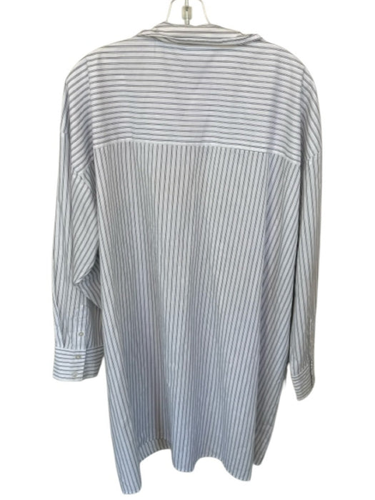 Abercrombie & Fitch Size XL White & Navy Cotton Long Sleeve Striped Collar Dress White & Navy / XL