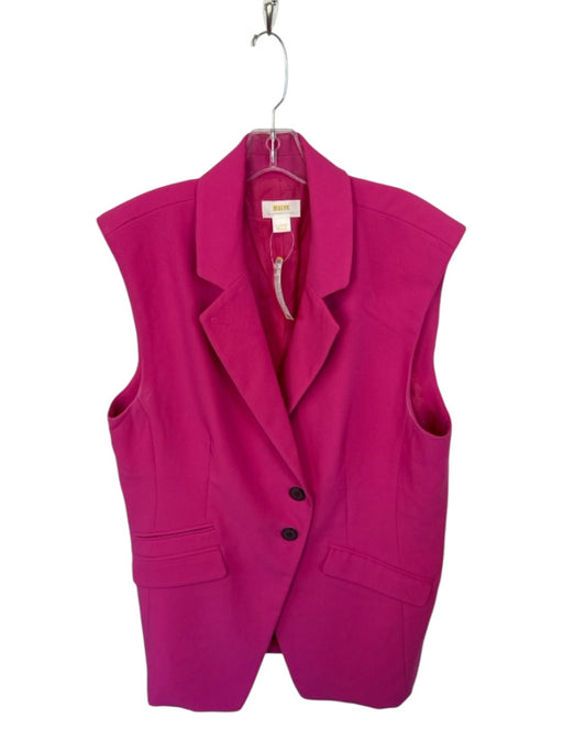 Maeve Size XL Pink Polyester Blend Shoulder Pads Double Breast Long Vest Pink / XL