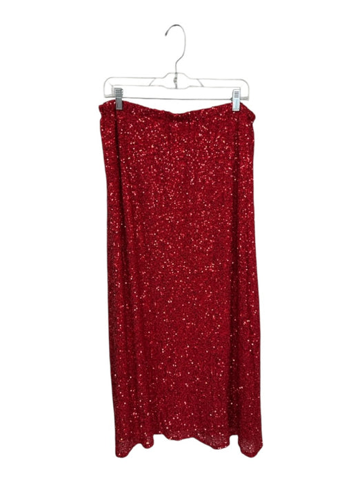 Never Fully Dressed Size 14 Red Sequin Elastic Waist Maxi Skirt Red / 14
