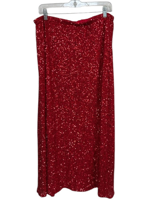 Never Fully Dressed Size 14 Red Sequin Elastic Waist Maxi Skirt Red / 14