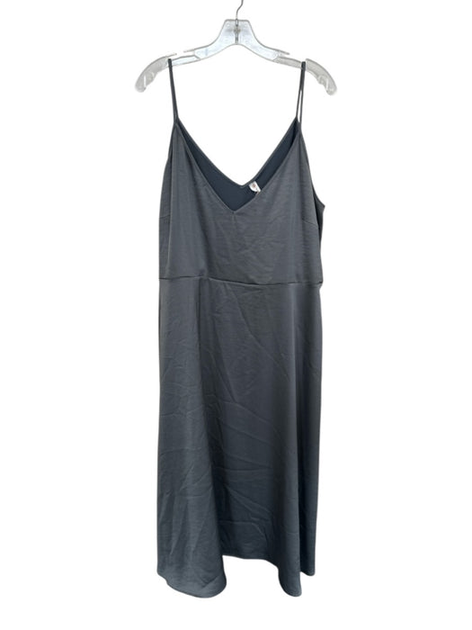 Daily Practice Size 2X Gray Polyester Spaghetti Strap V Neck Midi Dress Gray / 2X