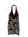 David Meister Size 6 Cream & Brown Silk Halter Neck Giraffe Back Zip Dress Cream & Brown / 6