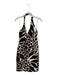 David Meister Size 6 Cream & Brown Silk Halter Neck Giraffe Back Zip Dress Cream & Brown / 6