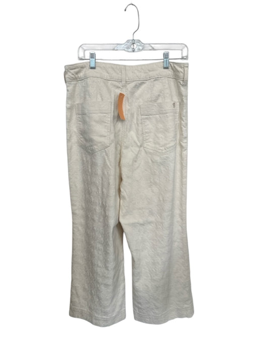 Pilcro Size 31 Cream Cotton High Waist Textured Wide Leg Pants Cream / 31