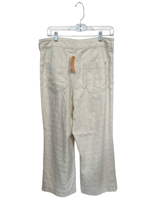 Pilcro Size 31 Cream Cotton High Waist Textured Wide Leg Pants Cream / 31