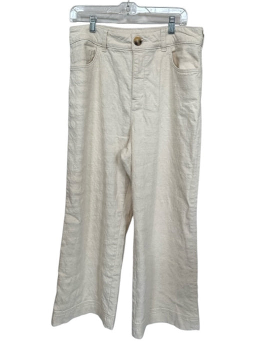 Pilcro Size 31 Cream Cotton High Waist Textured Wide Leg Pants Cream / 31
