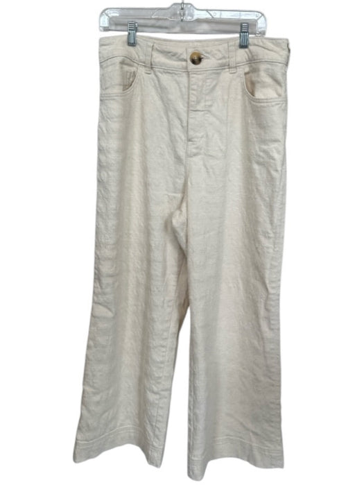 Pilcro Size 31 Cream Cotton High Waist Textured Wide Leg Pants Cream / 31