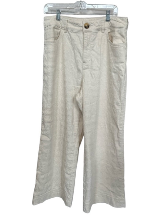 Pilcro Size 31 Cream Cotton High Waist Textured Wide Leg Pants Cream / 31
